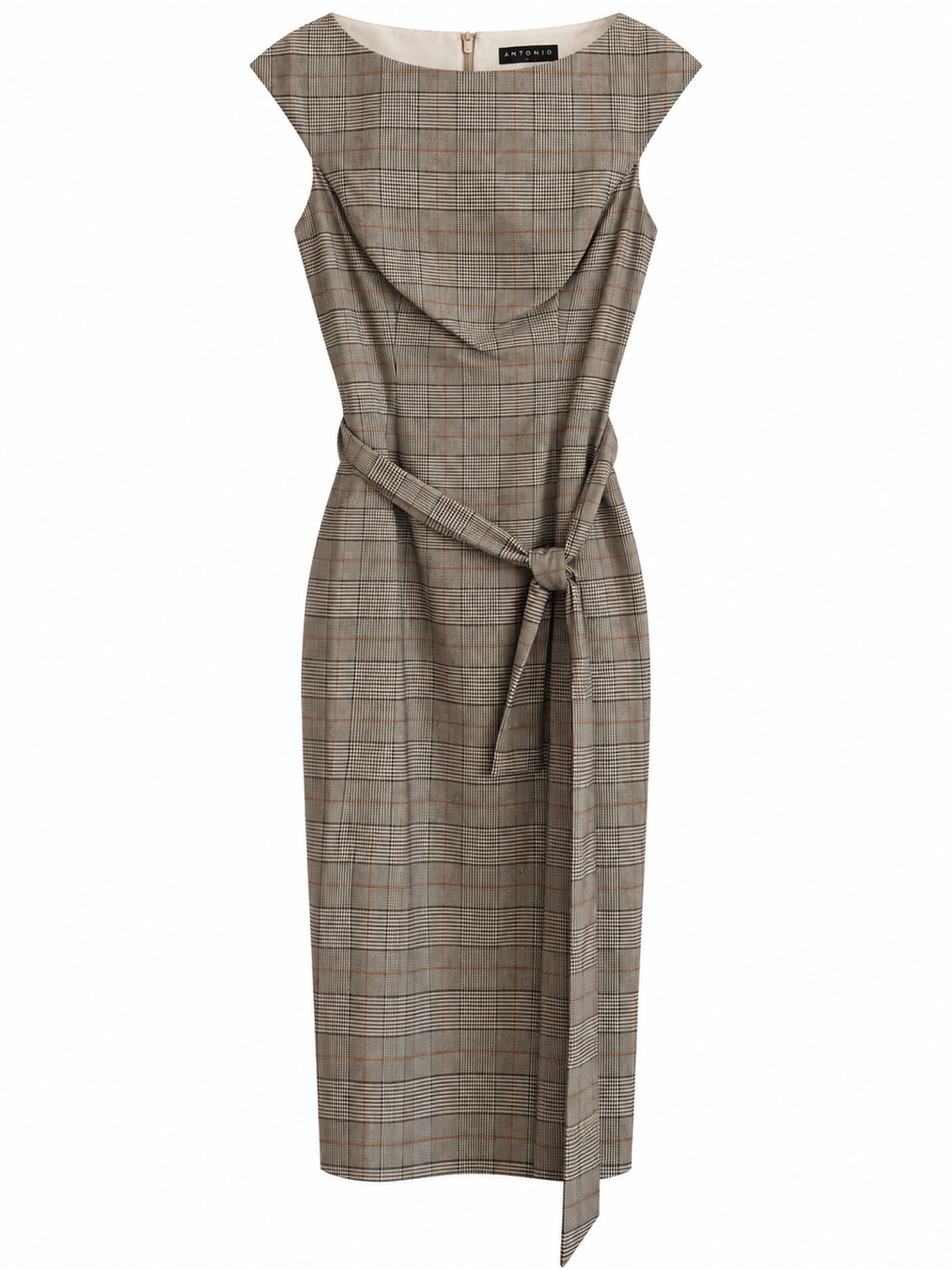ANTONIO MELANI Brown Plaid Sheath Dress